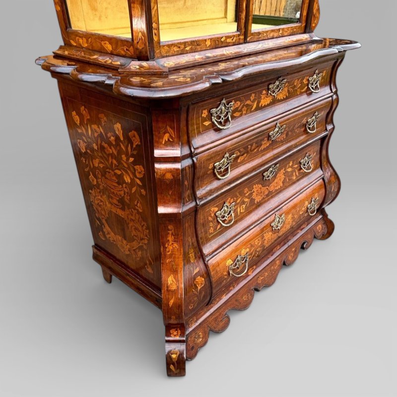 Edwards & Roberts Dutch Marquetry Display Cabinet On Chest - Image 9